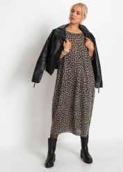 Sukienka bombka. Brązowe sukienki damskie bonprix, bez wzorów, eleganckie, bez kołnierzyka, bez ramiączek, maxi, bombki. Za 144.99 zł.