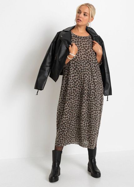 Sukienka bombka. Brązowe sukienki damskie bonprix, bez wzorów, eleganckie, bez kołnierzyka, bez ramiączek, maxi, bombki. Za 144.99 zł.