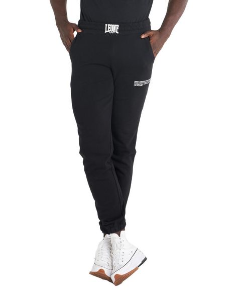 Minimalistyczne męskie spodnie dresowe z bawełny organicznej. Czarne spodnie sportowe męskie LEONE 1947 APPAREL, z bawełny. Za 84.16 zł.