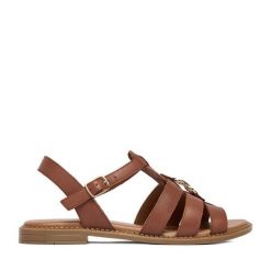 Sandały Lasocki. Brązowe sandały damskie Lasocki, bez wzorów, bez obcasa, na płaskiej podeszwie. Za 149.99 zł.