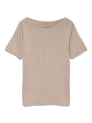 Vero Moda Koszulka w kolorze beżowym rozmiar: S. Brązowe bluzki damskie Vero Moda, s, bez wzorów, bez kołnierzyka. Za 48.28 zł.