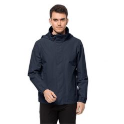 Wodoodporna kurtka Jack Wolfskin Stormy Point 2L. Niebieskie kurtki męskie Jack Wolfskin, l, bez wzorów, z syntetyku, sportowe, bez kaptura. Za 588.00 zł.