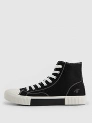 4F Wysokie trampki ALTHERA męskie - czarne 44. Czarne trampki i tenisówki męskie 4f, bez wzorów, z bawełny, za kostkę, bez zapięcia. Za 169.99 zł.