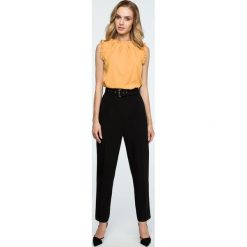 Spodnie z paskiem wysoki stan s124. Czarne spodnie materiałowe damskie Style, bez wzorów, eleganckie, z podwyższonym stanem. Za 139.00 zł.