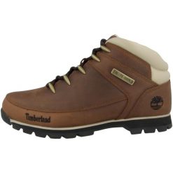 Buty do chodzenia męskie Timberland Euro Sprint Mid Hiker. Brązowe buty trekkingowe męskie Timberland, na zimę, z materiału, za kostkę, bez zapięcia, do biegania. Za 724.65 zł.