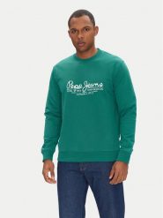 Pepe Jeans Bluza Dumas PM582832 Zielony Regular Fit. Zielone bluzy bez kaptura męskie Pepe Jeans, m, z bawełny. Za 169.99 zł.