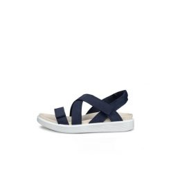 Sandały damskie Ecco Cross Strap. Niebieskie sandały damskie ECCO, bez wzorów, z materiału, bez obcasa. Za 478.50 zł.