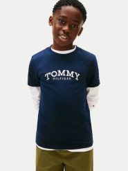 Tommy Hilfiger T-Shirt Monotype Print KB0KB10051 D Granatowy Regular Fit. Niebieskie t-shirty chłopięce Tommy Hilfiger, bez wzorów, z bawełny, bez ramiączek. Za 109.99 zł.