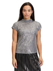 CARTOON Bluzka w kolorze szarym rozmiar: 42. Szare bluzki damskie Cartoon, bez wzorów, bez kołnierzyka, bez ramiączek. Za 139.20 zł.