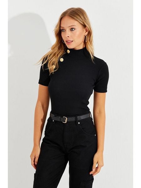 Cool and sexy Bluzka w kolorze czarnym rozmiar: L. Czarne bluzki damskie Cool and sexy, l, bez wzorów, bez kołnierzyka, bez ramiączek. Za 42.95 zł.