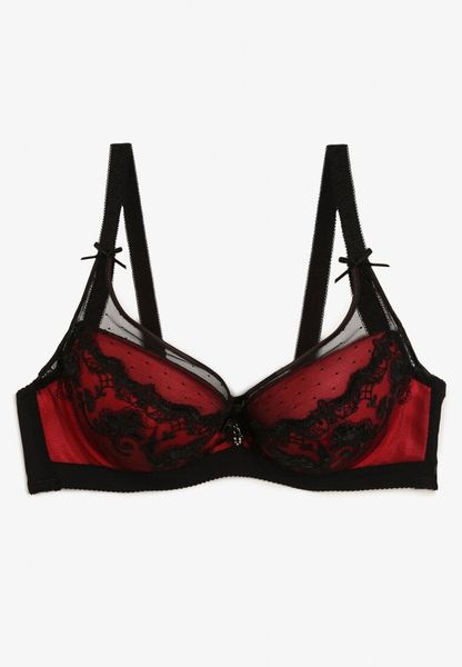 Czarno-Czerwony Koronkowy Biustonosz Push Up Maddea. Czarne biustonosze Born2be, bez wzorów, z koronki. Za 39.99 zł.