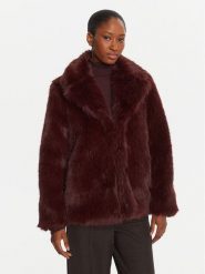 ICONA Futro Cappotti RI5LE012 Bordowy Regular Fit. Czerwone futra damskie ICONA. Za 859.99 zł.