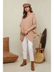 Soft Cashmere Sweter w kolorze jasnobrązowym rozmiar: 34/36. Brązowe swetry klasyczne damskie Soft Cashmere, z kaszmiru, z asymetrycznym kołnierzem. Za 104.99 zł.