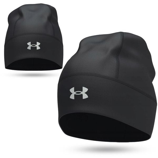 Czapka męska do biegania Under Armour Launch Wool Beanie. Czarne czapki męskie Under Armour, bez wzorów, sportowe. Za 119.00 zł.