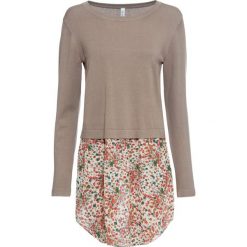 Sweter z wstawką w optyce spódnicy. Czarne swetry klasyczne damskie bonprix, z materiału, bez kołnierzyka. Za 119.99 zł.