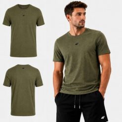 KOSZULKA MĘSKA 4F T-SHIRT SPORTOWY KOLEKCJA LIMITOWANA M3947 SS26. Zielone t-shirty sportowe męskie 4f, m, z bawełny, bez ramiączek, na fitness i siłownię. Za 54.99 zł.