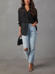 LA Angels Koszula w kolorze czarnym rozmiar: L. Czarne koszule damskie LA Angels, l, bez wzorów, z koronki, bez kołnierzyka, bez ramiączek. Za 152.99 zł.