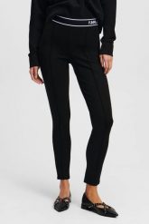 KARL LAGERFELD Czarne damskie legginsy. Czarne legginsy damskie Karl Lagerfeld, xs, bez wzorów, z materiału. W wyprzedaży za 389.99 zł.