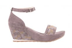 Sandały Bayla-131 2701 Grigio, Szary, Skóra naturalna - 40. Szare sandały damskie Bayla, bez wzorów, z materiału, bez obcasa, na koturnie. W wyprzedaży za 89.10 zł.