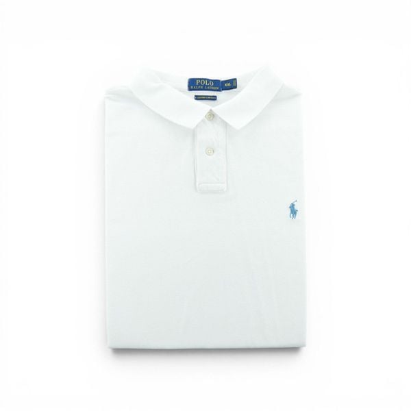 Koszulka Polo Ralph Lauren męska Slim Fit z krótkim rękawem. Białe koszulki polo męskie Ralph Lauren, l, bez wzorów, z tkaniny, bez ramiączek. Za 149.06 zł.