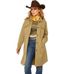 Damski płaszcz jeździecki Ariat Vagabond Duster. Zielone płaszcze damskie Ariat, l, bez wzorów, z tkaniny, eleganckie. Za 476.00 zł.