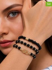 L'Atelier de Gaia Bransoletki (3 szt.) rozmiar: onesize. Czarne bransoletki damskie L'Atelier de Gaia, z mosiądzu. Za 42.95 zł.