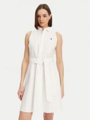 Polo Ralph Lauren Sukienka koszulowa 211906437001 Biały Regular Fit. Białe sukienki damskie Polo Ralph Lauren, bez wzorów, z bawełny, bez kołnierzyka, bez ramiączek, koszulowe. Za 679.99 zł.