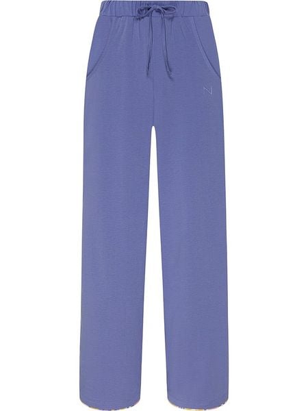 Naturana Spodnie w kolorze niebieskim rozmiar: M. Niebieskie spodnie materiałowe damskie Naturana, bez wzorów, z bawełny, z podwyższonym stanem. Za 87.19 zł.