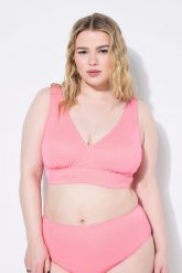 Damski Top bikini miękkie miseczki brokat. Czerwone bikini damskie Ulla Popken, bez wzorów, plus size. Za 125.99 zł.