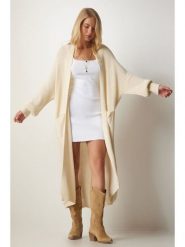 Happiness Istanbul Kardigan w kolorze kremowym rozmiar: onesize. Brązowe kardigany damskie Happiness Istanbul, bez wzorów, ze splotem. Za 95.99 zł.