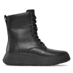 Botki FitFlop. Czarne botki damskie FitFlop, bez obcasa, na płaskiej podeszwie, bez zapięcia. Za 789.99 zł.