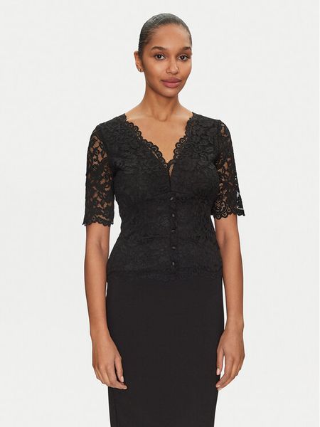 Morgan Bluzka 251-TANGO Czarny Slim Fit. Czarne bluzki damskie Morgan, xs, bez wzorów, z syntetyku, bez ramiączek. Za 139.99 zł.