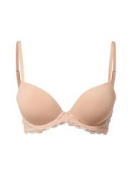 Calvin Klein biustonosz push-up - usztywniany - Demi Kobiety Sztuczne włókno beżowy, 75C. Brązowe biustonosze sportowe damskie CALVIN KLEIN, bez wzorów, z koronki. Za 209.95 zł.