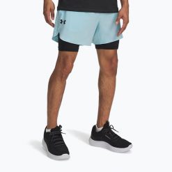 Spodenki męskie Under Armour Peak Woven 2in1. Niebieskie szorty męskie Under Armour, bez wzorów, sportowe. Za 209.99 zł.