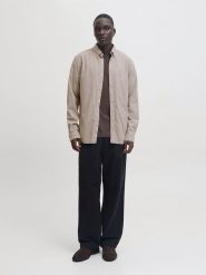 Jack & Jones Koszula - Regular fit - w kolorze szarobrązowym rozmiar: S. Brązowe koszule męskie Jack & Jones, s, bez wzorów, z bawełny, bez kołnierzyka, bez ramiączek. Za 78.66 zł.