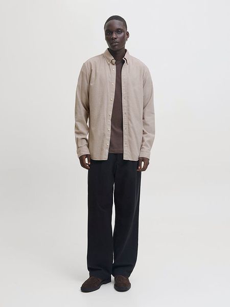 Jack & Jones Koszula - Regular fit - w kolorze szarobrązowym rozmiar: S. Brązowe koszule męskie Jack & Jones, s, bez wzorów, z bawełny, bez kołnierzyka, bez ramiączek. Za 78.66 zł.