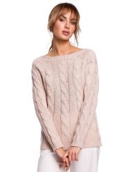 Made of emotion Sweter w kolorze beżowym rozmiar: S/M. Brązowe swetry klasyczne damskie Made Of Emotion, m, ze splotem, bez kołnierzyka. Za 131.74 zł.
