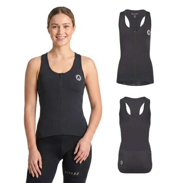 Koszulka rowerowa damska ATTABO Vera. Czarne bluzki sportowe damskie ATTABO, na lato, m, bez wzorów, z elastanu, bez ramiączek. Za 74.99 zł.