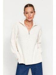 Trendyol Sweter w kolorze kremowym rozmiar: M. Brązowe golfy damskie Trendyol, m, z bawełny, bez kołnierzyka. Za 169.67 zł.