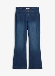 Jeansy dzwony ze średnim stanem. Niebieskie jeansy damskie bonprix. Za 159.99 zł.