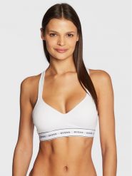 Guess Biustonosz top O1GC15 KBBU1 Biały. Białe biustonosze Guess, z aplikacjami, z syntetyku. Za 89.99 zł.