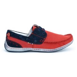 KOMODO Buty męskie mokasyny 902 czerwone. Czerwone mokasyny męskie z gumy. Za 362.62 zł.