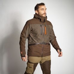Kurtka myśliwska Solognac 900 Renfort wodoodporna. Brązowe kurtki męskie SOLOGNAC, s, bez wzorów, z materiału, bez kaptura. W wyprzedaży za 599.99 zł.