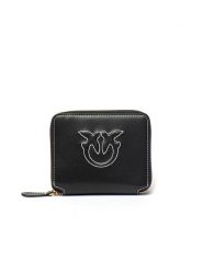 Pinko Skórzany portfel w kolorze czarnym - 12 x 10 x 3 cm rozmiar: onesize. Czarne portfele damskie Pinko, bez wzorów, z materiału. Za 501.57 zł.