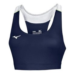 Stanik fitness cardio Mizuno Premium. Niebieskie biustonosze sportowe damskie Mizuno, bez wzorów, z materiału. Za 165.60 zł.