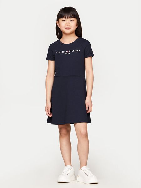 Tommy Hilfiger Sukienka codzienna KG0KG08023 Granatowy Regular Fit. Niebieskie sukienki dziewczęce Tommy Hilfiger, bez wzorów, z syntetyku, bez ramiączek. Za 179.99 zł.
