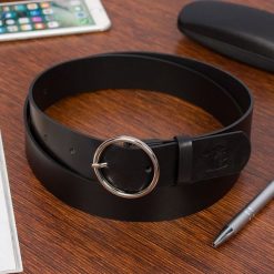 Pasek skórzany BELTIMORE czarny B81 r.95-110 cm. Czarne paski damskie bez wzorów. Za 49.99 zł.