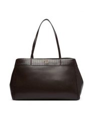 Calvin Klein Torebka Ck Croc Snap Large Tote LV04F3904G Brązowy ciemny. Brązowe torebki klasyczne damskie CALVIN KLEIN, bez wzorów, ze skóry, bez dodatków. Za 749.99 zł.