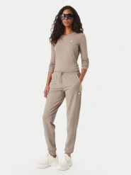 EA7 Emporio Armani Bluzka 7W000456 AF10373 U6100 Beżowy ciemny Slim Fit. Brązowe bluzki damskie EA7 Emporio Armani, xxl, bez wzorów, z bawełny, bez kołnierzyka, bez ramiączek. Za 309.99 zł.