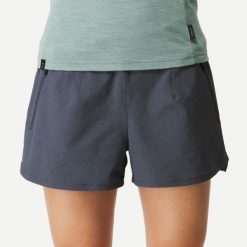 Spodenki trekkingowe damskie Forclaz Travel 900. Szare szorty damskie FORCLAZ, bez wzorów, z dzianiny, sportowe. Za 119.99 zł.